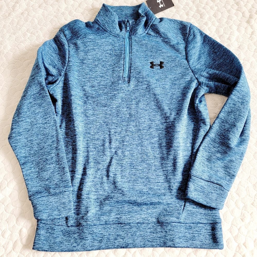 New Under Armour men's sweater 1/4 zip fleece blue icy small gift